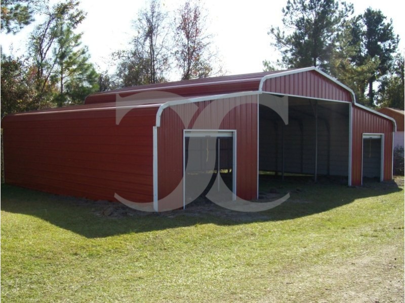Steel Barn Shelter | Regular Roof | 42W x 26L x 9H | Metal Shelter