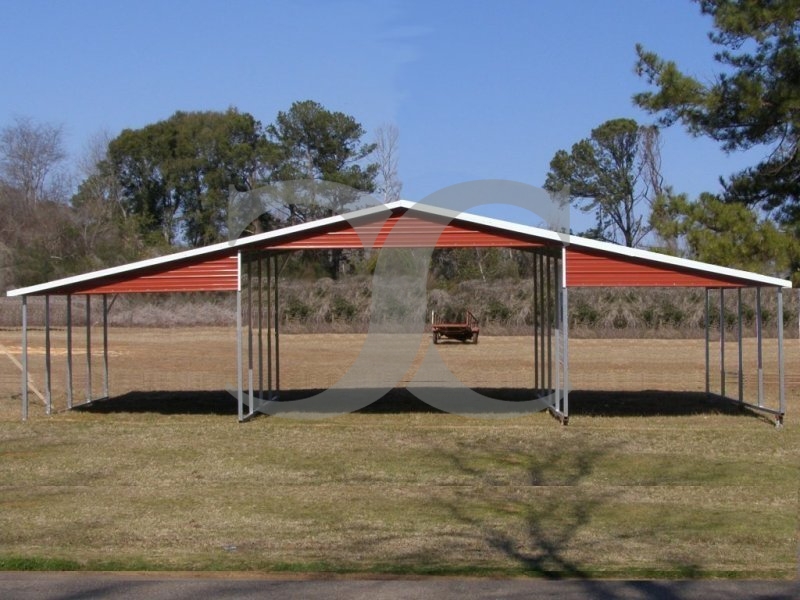 Barn Shelter | Boxed Eave Roof | 42W x 21L x 10H | Continuous Roof