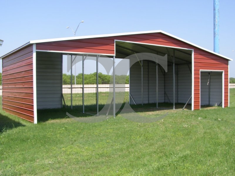 Metal Barn Shelter | Boxed Eave Roof | 42W x 21L x 12H | Continuous Roof