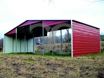 Metal Barn Shelter | Boxed Eave Roof | 44W x 21L x 12H | Continuous Roof