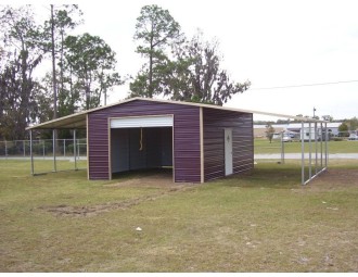 Enclosed Metal Barn | Boxed Eave Roof | 44W x 21L x 10H | Lean-tos