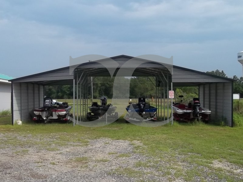 Metal Barn Shed | Boxed Eave Roof | 44W x 26L x 12H | Continuous Roof