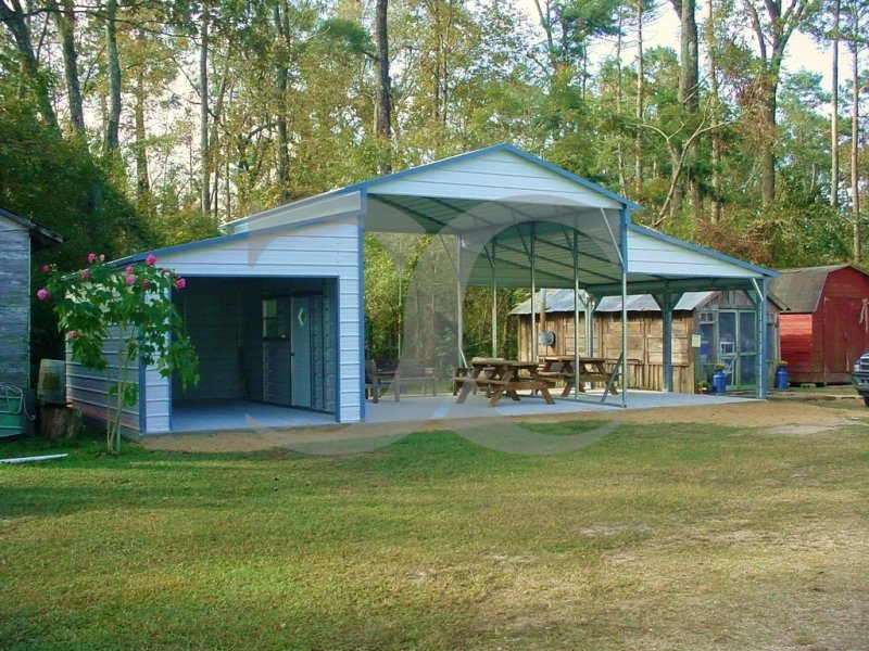 Metal Carolina Barn | Boxed Eave Roof | 42W x 21L x 12H | Raised Center Aisle