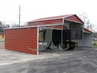 Metal Barn | Boxed Eave Roof | 42W x 21L x 12H | Raised Center