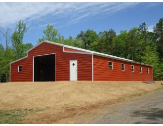 Raised Center Aisle Barn | Vertical Roof | 44W x 41L x 12H | Enclosed Barn