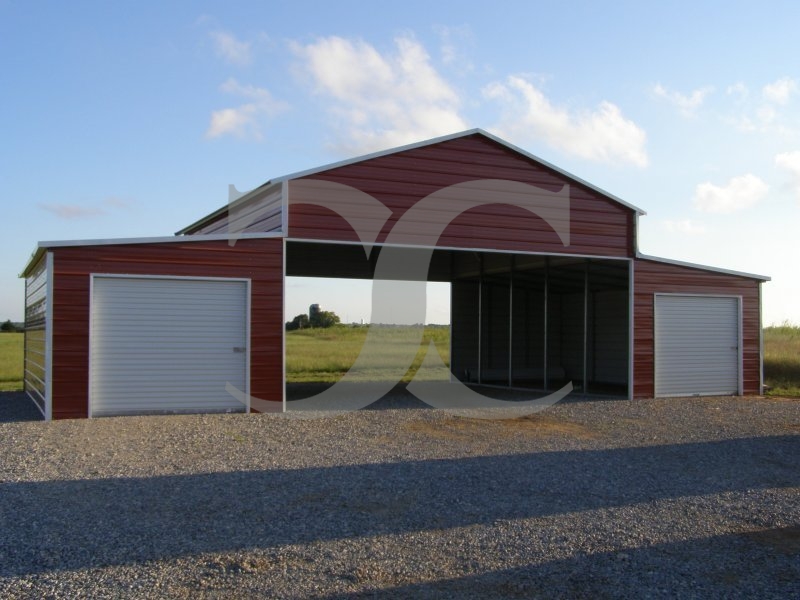 Carolina Style Barn | Boxed Eave Roof | 48W x 26L x 12H | Raised Center Aisle