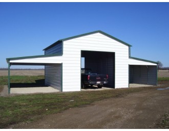 Raised Center Aisle Barn | Vertical Roof | 42W x 26L x 12H | Metal Shelter