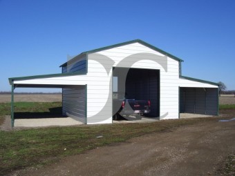 Raised Center Aisle Barn | Vertical Roof | 42W x 26L x 12H | Metal Shelter