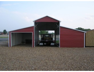 Metal Horse Barn | Boxed Eave Roof | 36W x 31L x 12H | Raised Center Aisle