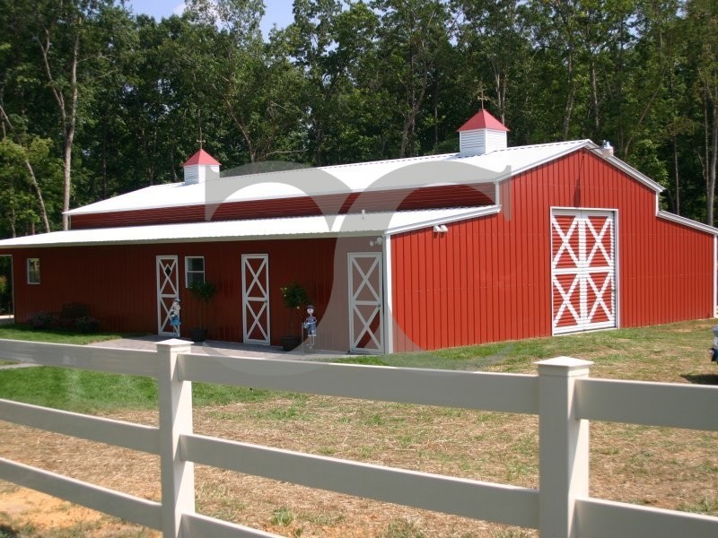 Enclosed Metal Barn Vertical Roof 44W x 41L x 12H 