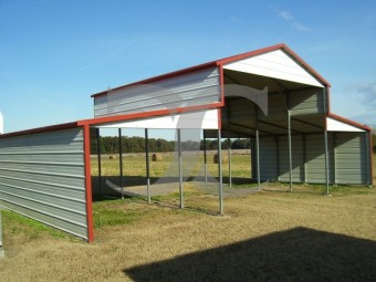 Metal Barn Structure | Boxed Eave Roof | 44W x 21L x 12H | Barn Shelter