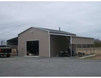 Enclosed Metal Barn | Boxed Eave Roof | 48W x 26L x 12H | Barn Building