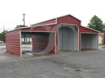 Metal Horse Barn | Boxed Eave Roof | 36W x 26L x 12H | Raised Center Barn
