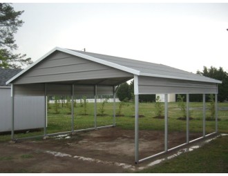 Carport | Boxed Eave Roof | 20W x 21L x 7H | 2 Panels | 2 Gables