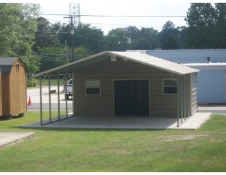 Carport | Boxed Eave Roof | 22W x 26L x 7H Utility Carport Combo