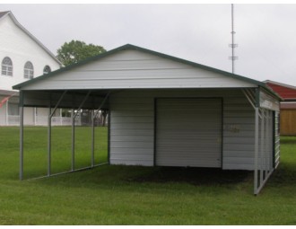 Carport | Boxed Eave Roof | 24W x 26L x 8H Utility Carport Combo