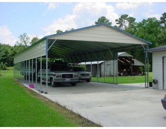 Carport | Vertical Roof | 24W x 61L x 10H | 2 Panels | 2 Gables