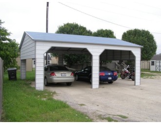 Carport | Boxed Eave Roof | 22W x 26L x 9H` | 2 Extended Gables | Side Entry