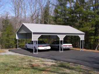 Carport | Boxed Eave Roof | 22W x 26L x 8H | 2 Gables | 2 3' Panels