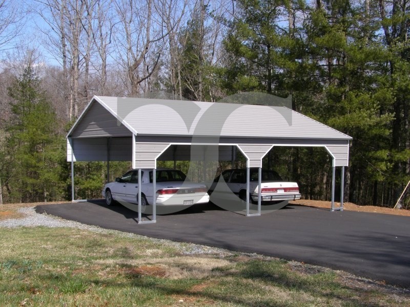 Carport Boxed Eave Roof 22W x 26L x 8H 2 Gables 2 3' Panels