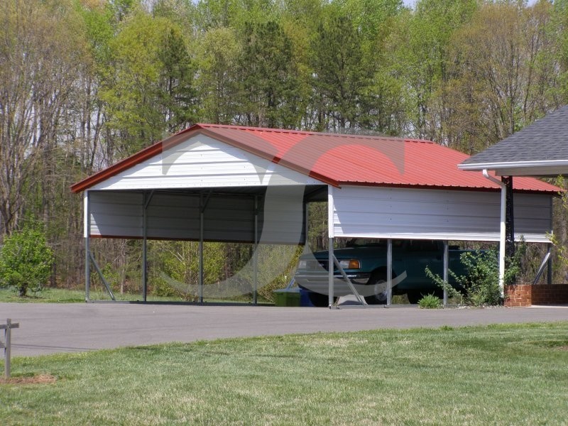Carport Vertical Roof 20W X 21L X 8H 2 Gables