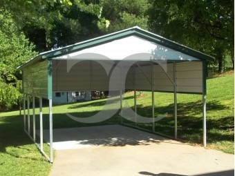 Carport | Vertical Roof | 12W x 21L x 7H | 2 Gables | 2 Panels