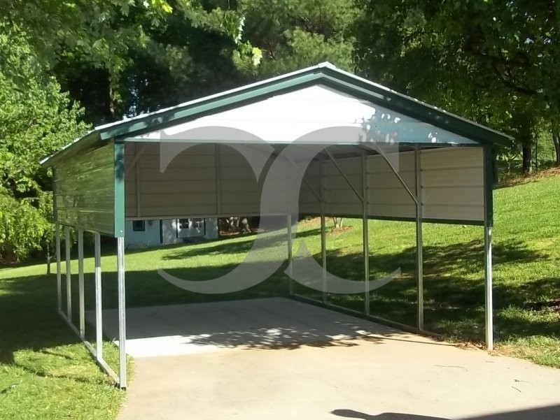 Carport Vertical Roof 12w X 21l X 7h 2 Gables 2 Panels