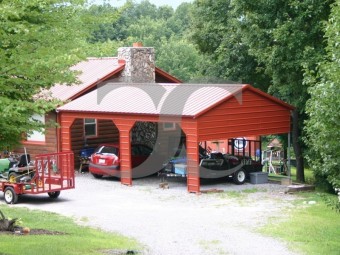 Carport | Vertical Roof | 22W x 26L x 9H` | 1 Extended Gable | Side Entry