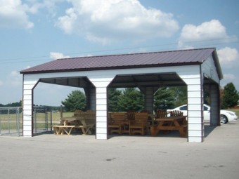 Carport | Vertical Roof | 24W x 26L x 9H | Pavilion Carport with Side Entry