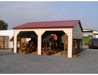 Carport | Vertical Roof | 22W x 26L x 8H | 2 Extended Gables | Side Entry