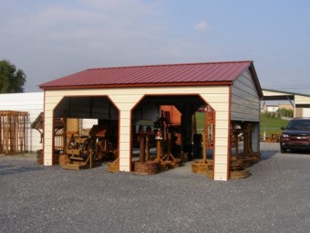 Carport | Vertical Roof | 22W x 26L x 8H | 2 Extended Gables | Side Entry