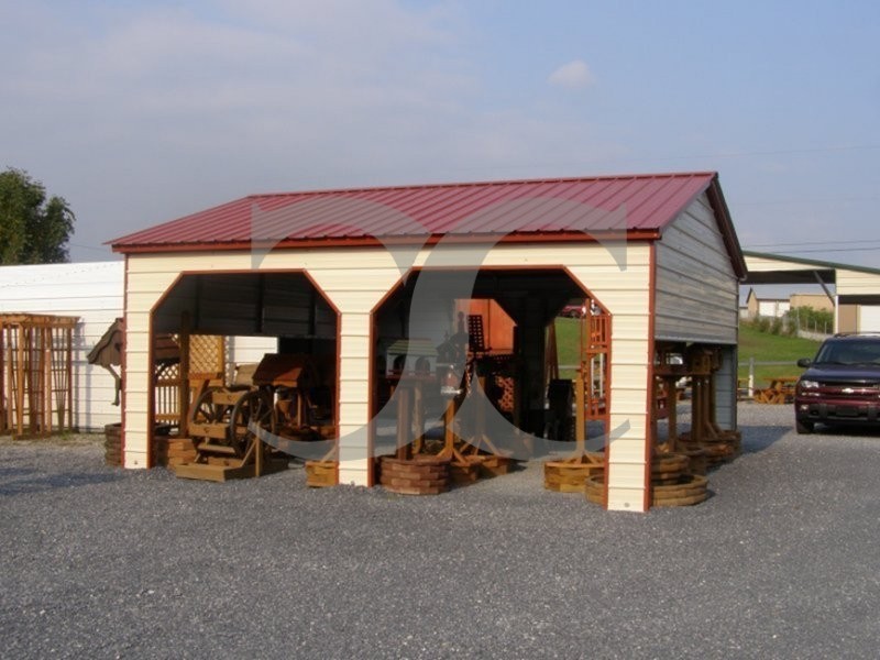 Carport Vertical Roof 22w X 26l X 8h 2 Extended Gables Side
