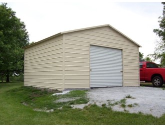 Garage | Boxed Eave Roof | 18W x 21L x 9H | 1-Car Steel Garage 