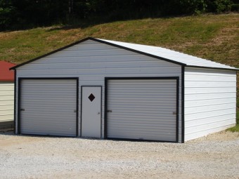 Garage | Boxed Eave Roof | 24W x 21L x 9H |  2-Car Metal Garage