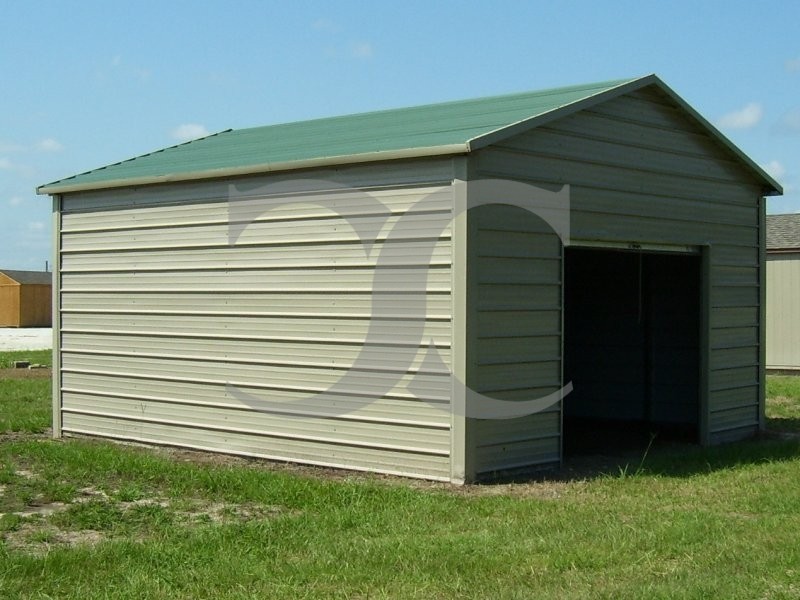 Garage Boxed Eave Roof 12W x 21L x 10H One Car Garage