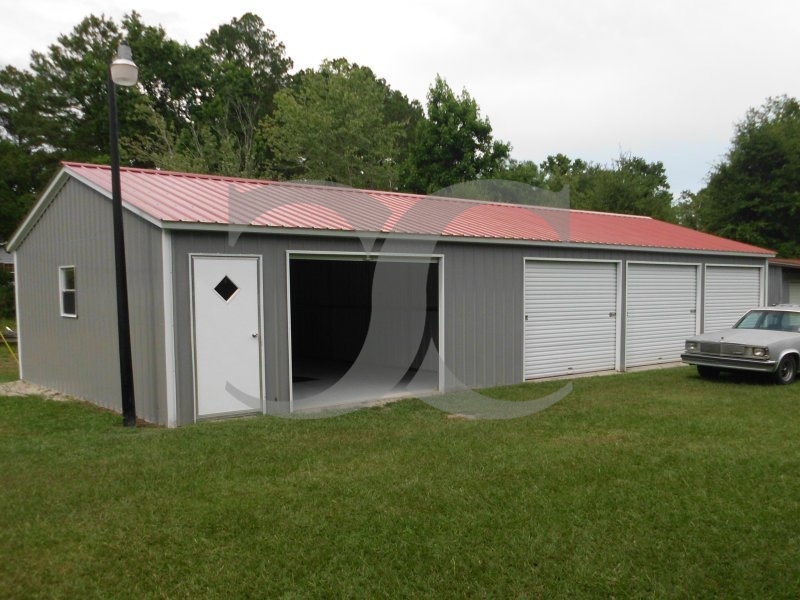 Metal Workshop Building | Vertical Roof | 24W x 51L x 9H |  Garage