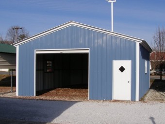 1-Car Metal Garage | Vertical Roof | 20W x 21L x 9H | Enclosed Garage
