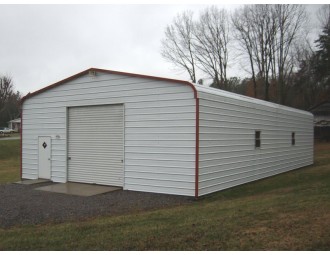 Garage | Regular Roof | 24W x 36L x 10H |  Enclosed Metal Garage