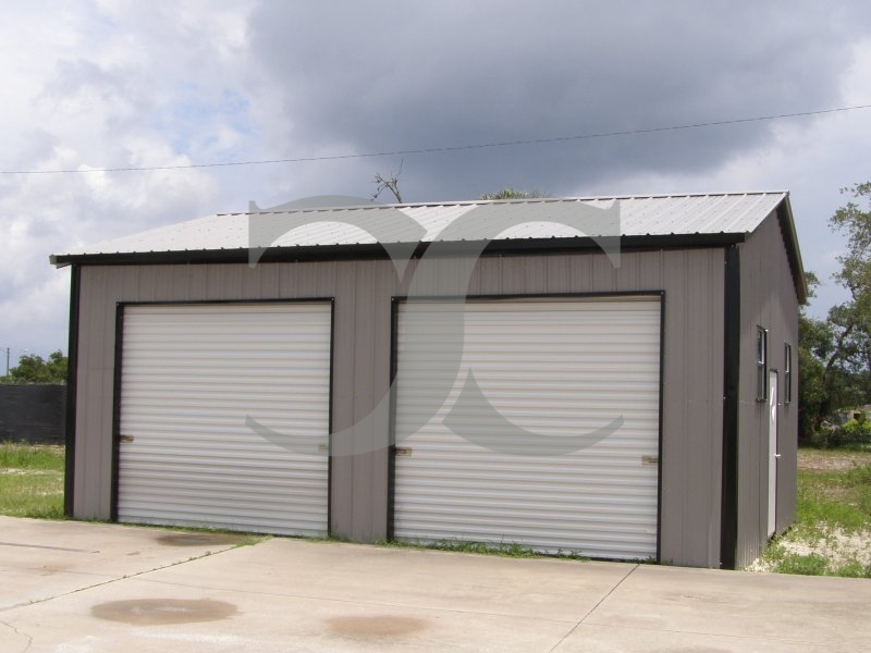 Metal Garage | Vertical Roof | 22W x 26L x 10H |  Side-Entry