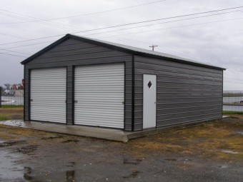 Garage | Vertical Roof | 22W x 26L x 9H | 2-Car Steel Garage