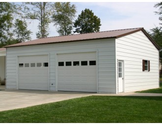 Metal Garage | Vertical Roof | 24W x 31L x 10H |  2-Car