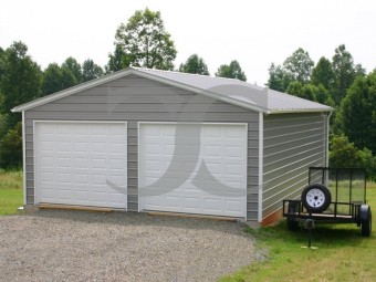 Garage | Vertical Roof | 22W x 26L x 9H | 2-Bay Metal Garage