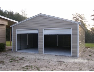 2-Car Metal Garage Building | Vertical Roof | 22W x 26L x 9H | Steel Garage