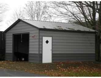 Backyard Storage Garage | Vertical Roof | 18W x 21L x 8H |  Metal Storage