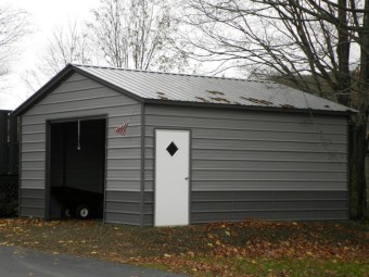 Backyard Storage Garage | Vertical Roof | 18W x 21L x 8H |  Metal Storage