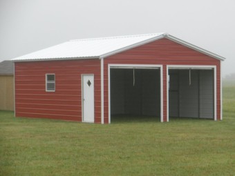 Metal Garage | Vertical Roof | 20W x 26L x 9H | 2-Bay Garage