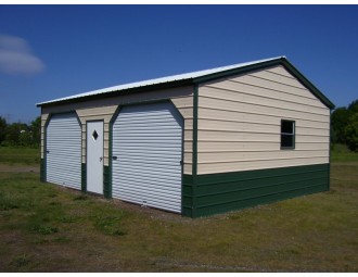 Side Entry Metal Garage | Vertical Roof | 22W x 26L x 9H | 2-Cars