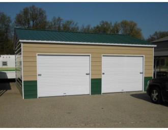 2-Car Enclosed Garage | Vertical Roof | 22W x 26L x 9H | Side Entry
