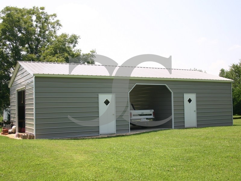 Enclosed Steel Building | Vertical Roof | 24W x 51L x 9H | Metal Garage