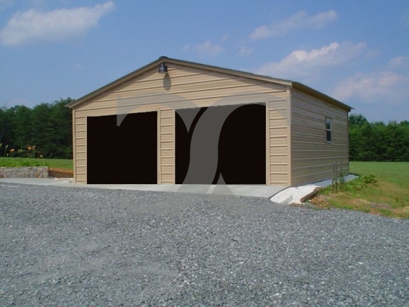 Metal Garage | Vertical Roof | 24W x 26L x 9H | 2-Cars
